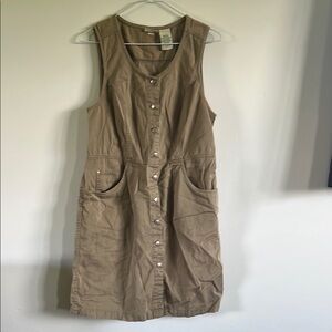 Vintage St. John’s Bay Tan / Beige Button-down Scoop Neck Sundress